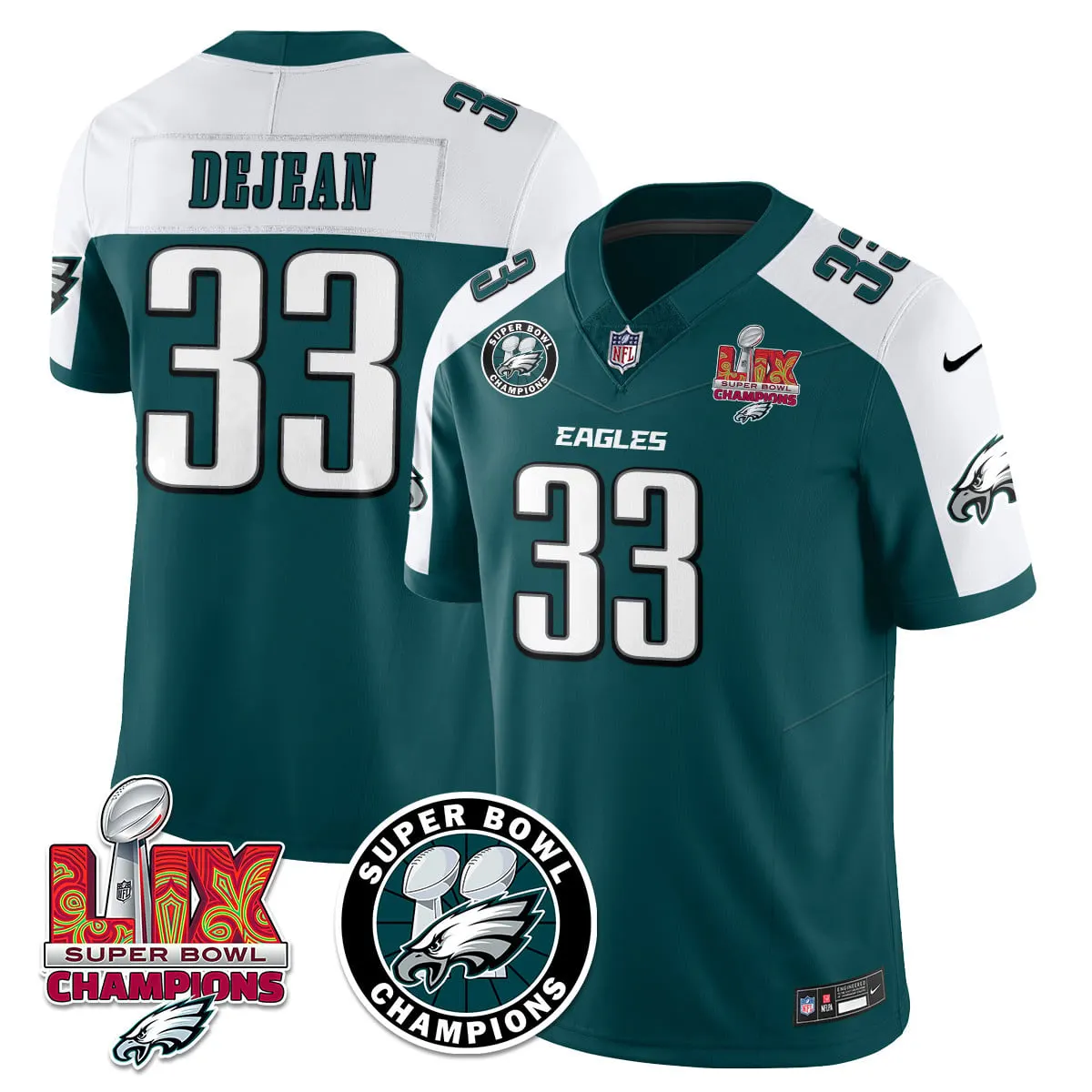 Philadelphia Eagles Nike Super Bowl LIX Champions Stitched Jersey - Kelly Green - Image 5