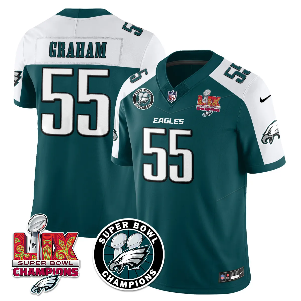Philadelphia Eagles Nike Super Bowl LIX Champions Stitched Jersey - Kelly Green - Image 6