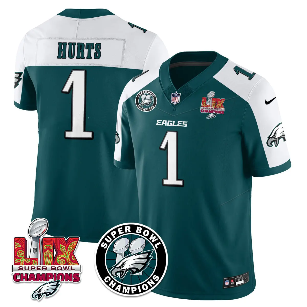 Philadelphia Eagles Nike Super Bowl LIX Champions Stitched Jersey - Kelly Green - Image 7