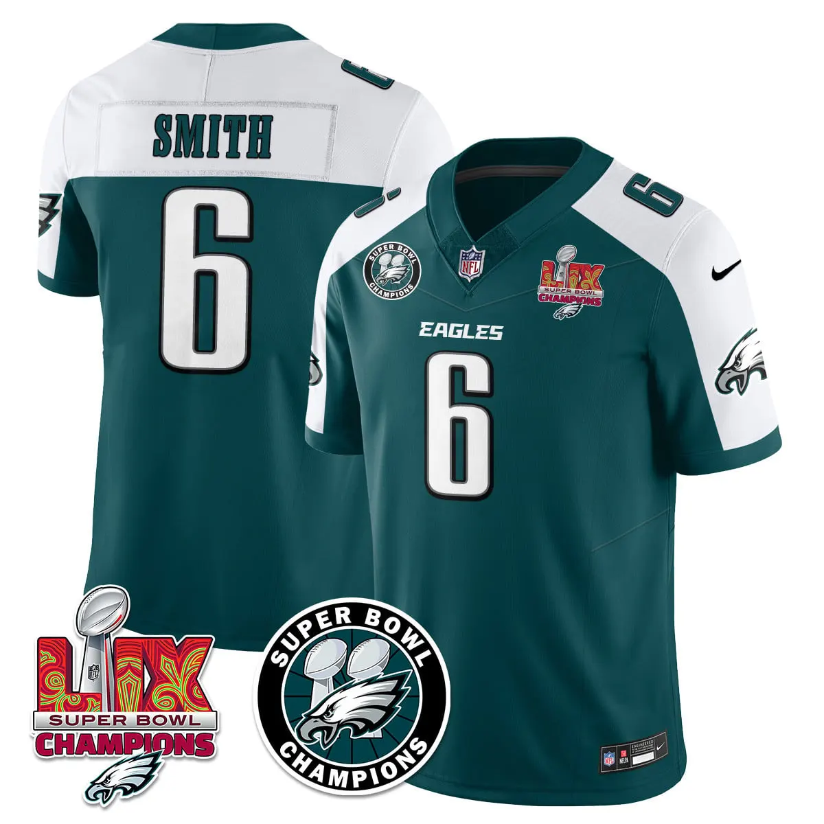 Philadelphia Eagles Nike Super Bowl LIX Champions Stitched Jersey - Kelly Green - Image 9
