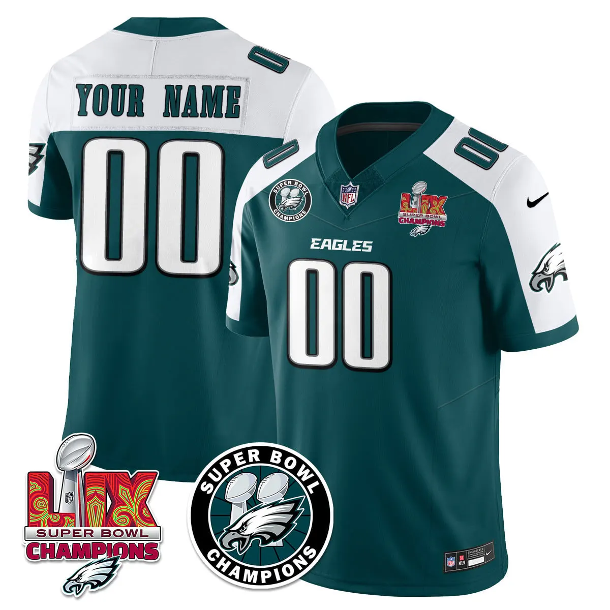 Philadelphia Eagles Nike Super Bowl LIX Champions Stitched Jersey - Kelly Green - Image 10