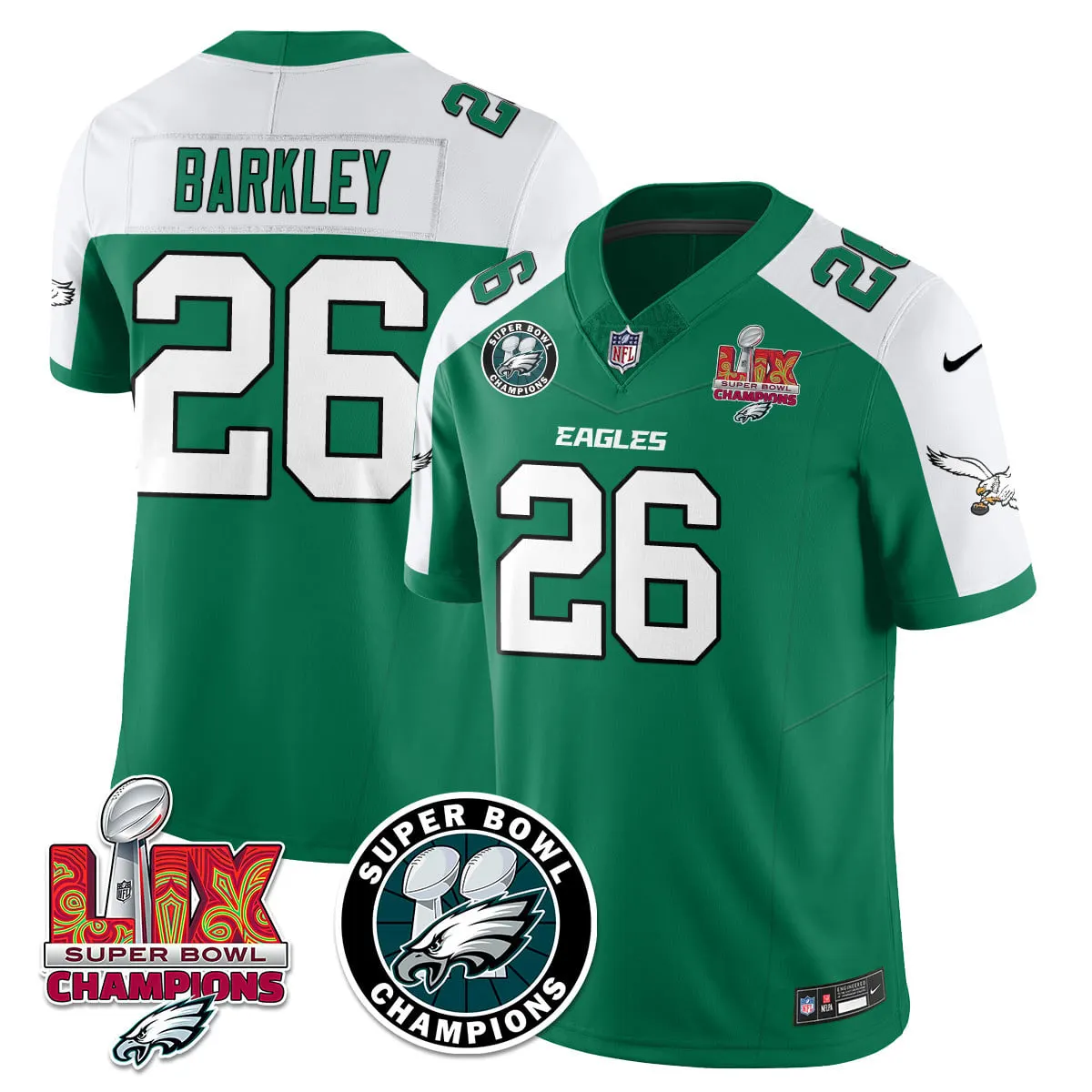 Philadelphia Eagles Nike Super Bowl LIX Champions Stitched Jersey - Kelly Green - Image 11