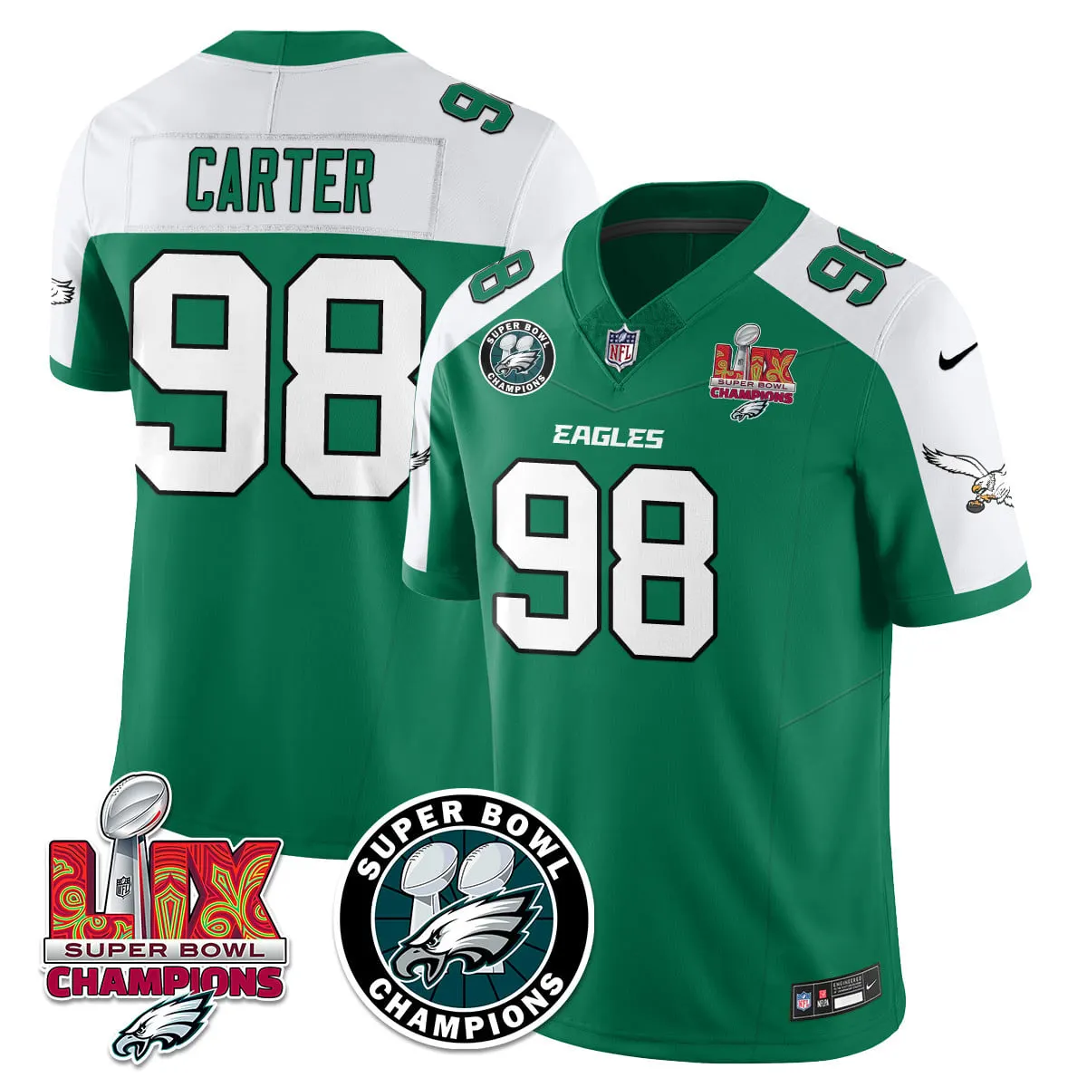 Philadelphia Eagles Nike Super Bowl LIX Champions Stitched Jersey - Kelly Green - Image 13