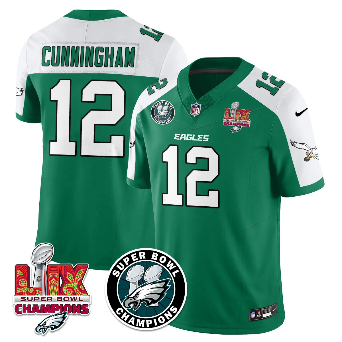 Philadelphia Eagles Nike Super Bowl LIX Champions Stitched Jersey - Kelly Green - Image 14