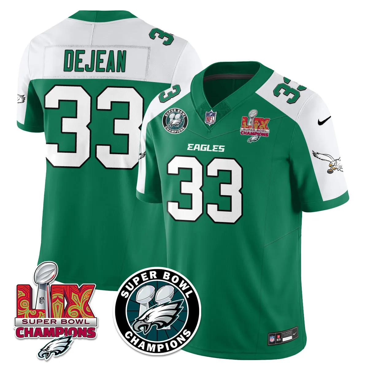 Philadelphia Eagles Nike Super Bowl LIX Champions Stitched Jersey - Kelly Green - Image 15