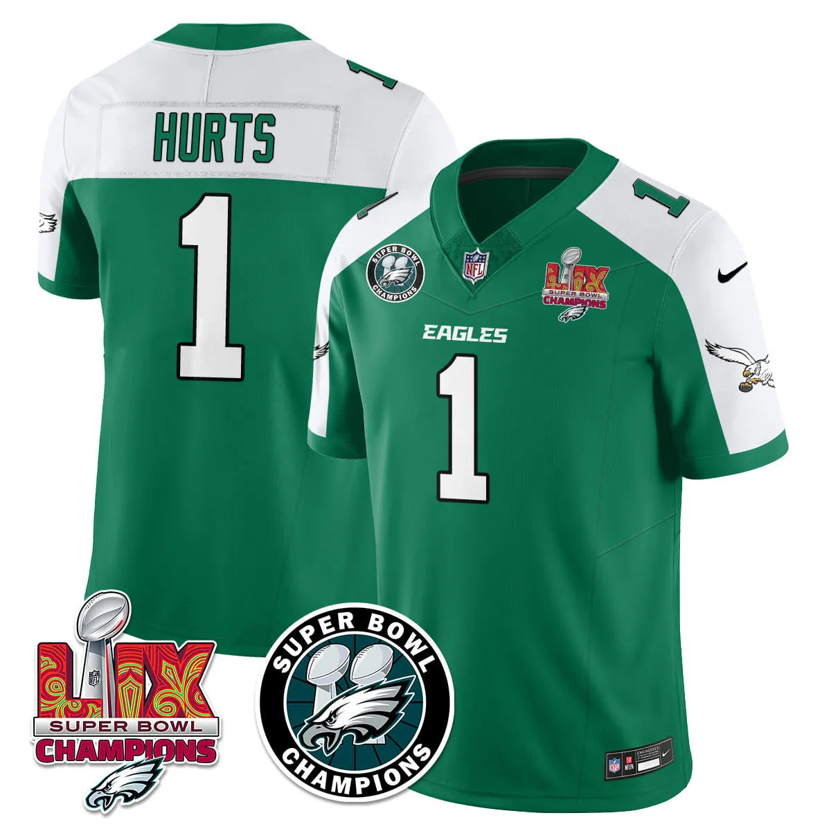Philadelphia Eagles Nike Super Bowl LIX Champions Stitched Jersey - Kelly Green - Image 17