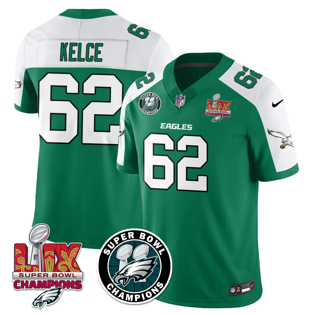 Philadelphia Eagles Nike Super Bowl LIX Champions Stitched Jersey - Kelly Green - Image 18