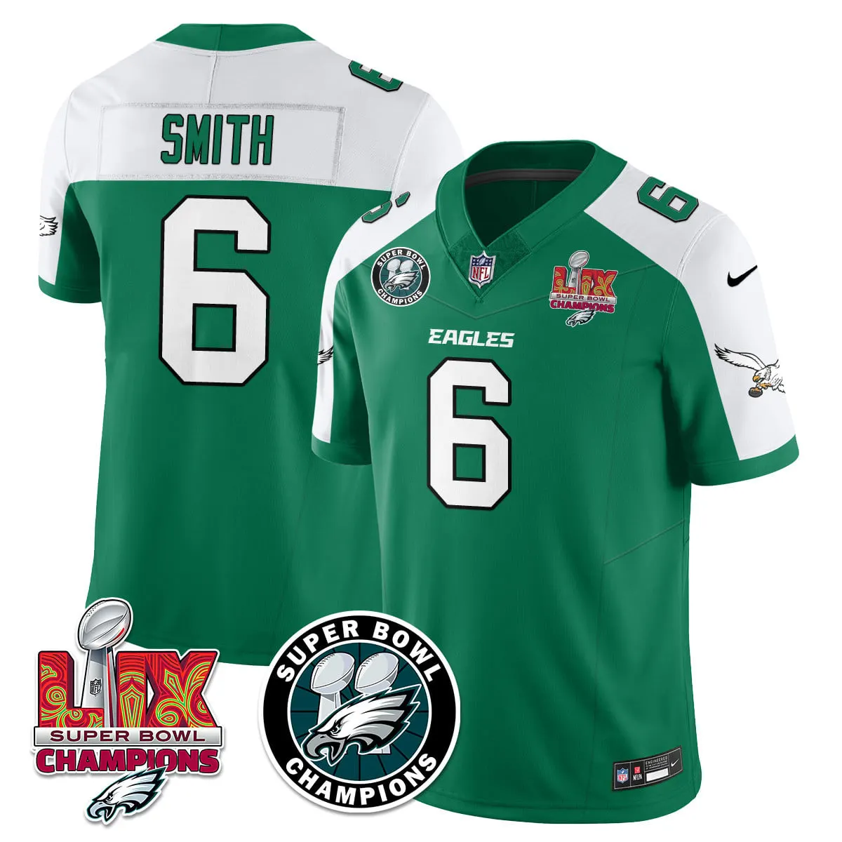 Philadelphia Eagles Nike Super Bowl LIX Champions Stitched Jersey - Kelly Green - Image 19