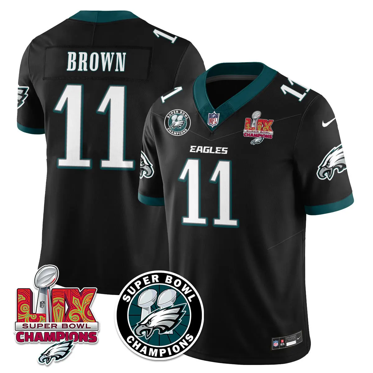 Philadelphia Eagles Nike Super Bowl LIX Champions Stitched Jersey - Kelly Green - Image 22
