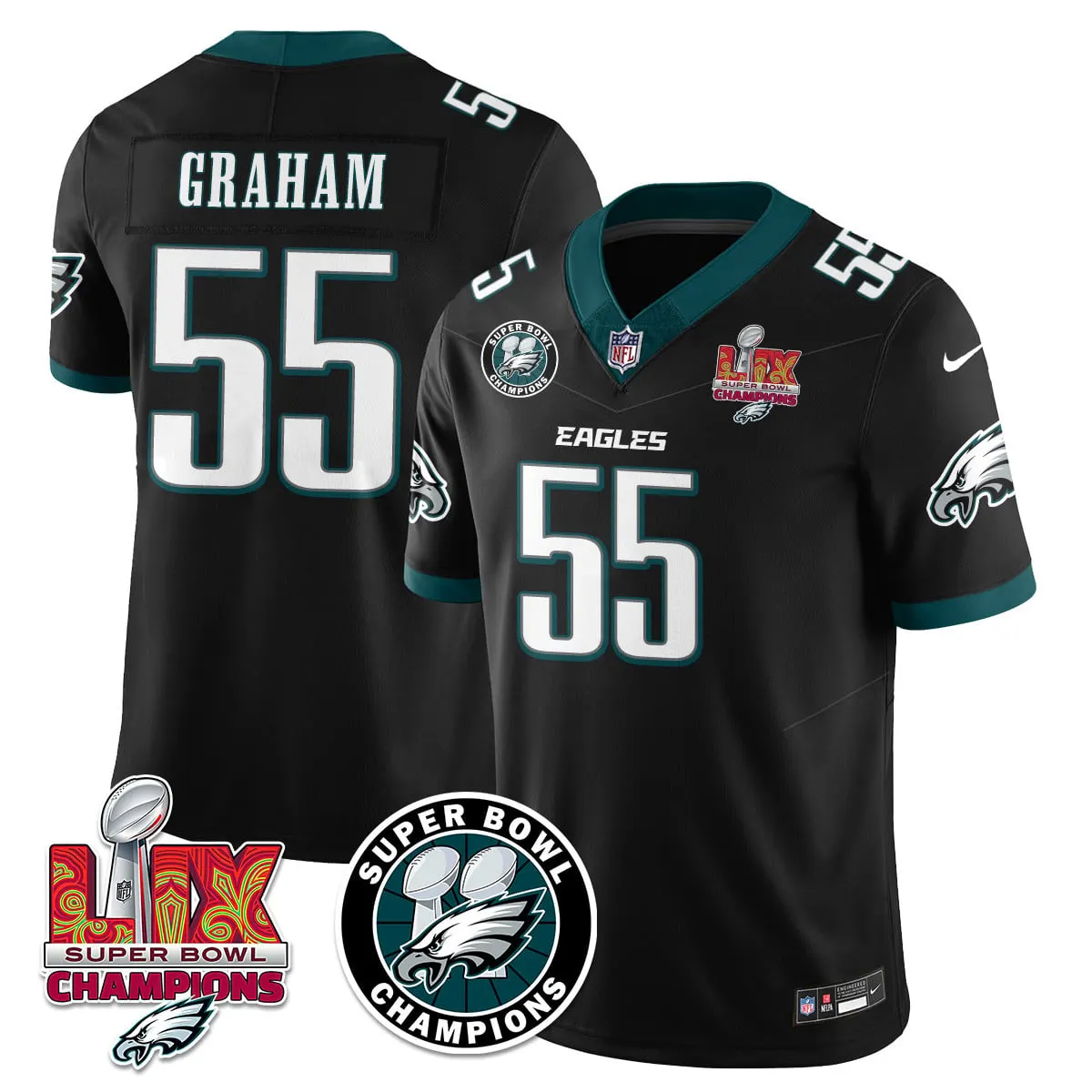 Philadelphia Eagles Nike Super Bowl LIX Champions Stitched Jersey - Kelly Green - Image 26