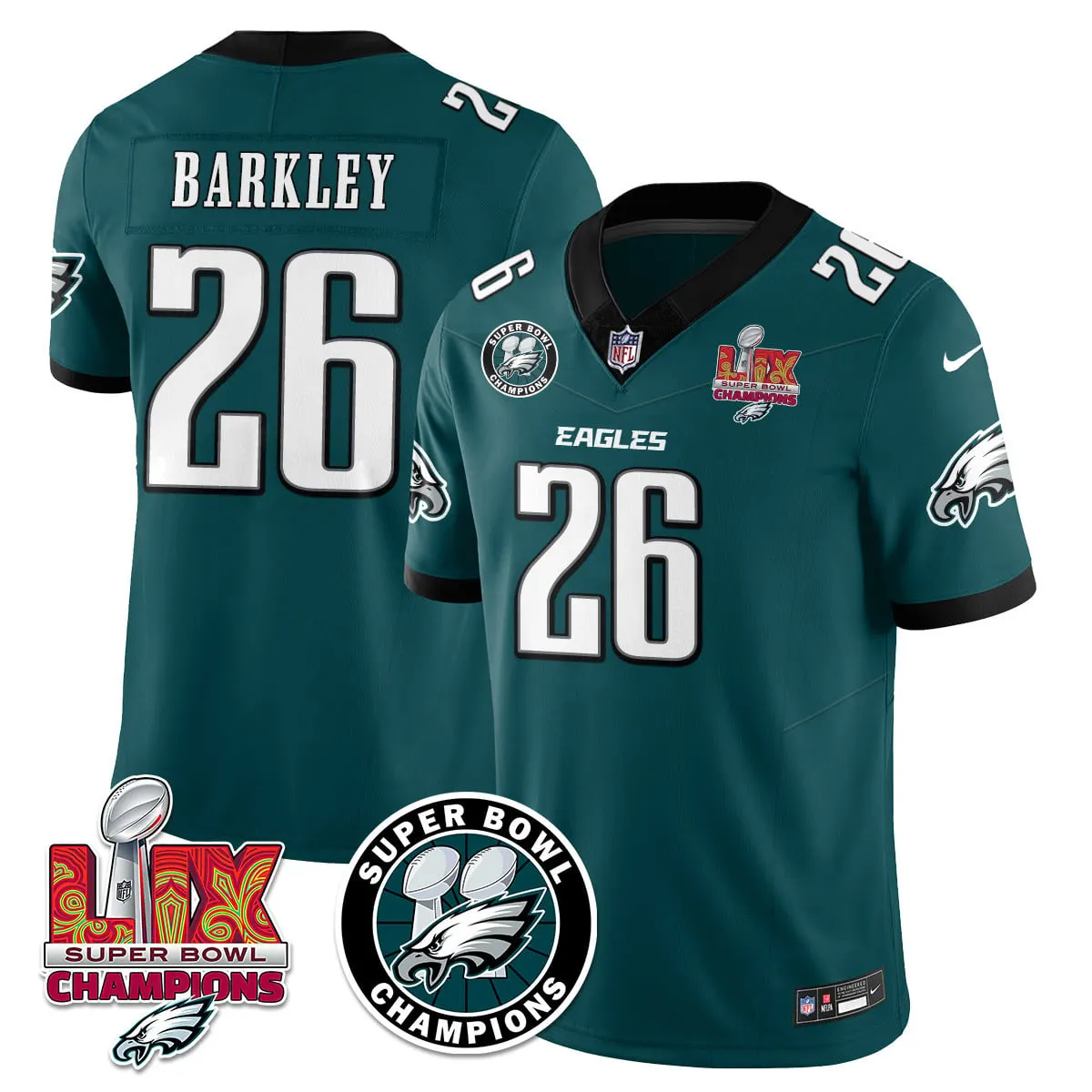 Philadelphia Eagles Nike Super Bowl LIX Champions Stitched Jersey - Kelly Green - Image 31