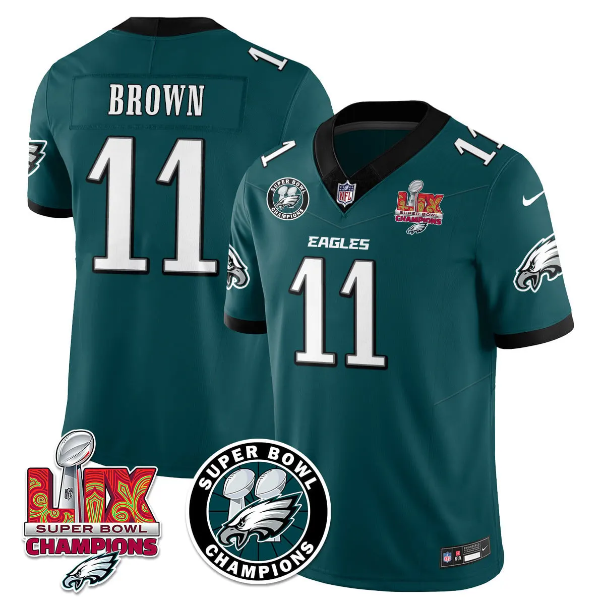 Philadelphia Eagles Nike Super Bowl LIX Champions Stitched Jersey - Kelly Green - Image 32