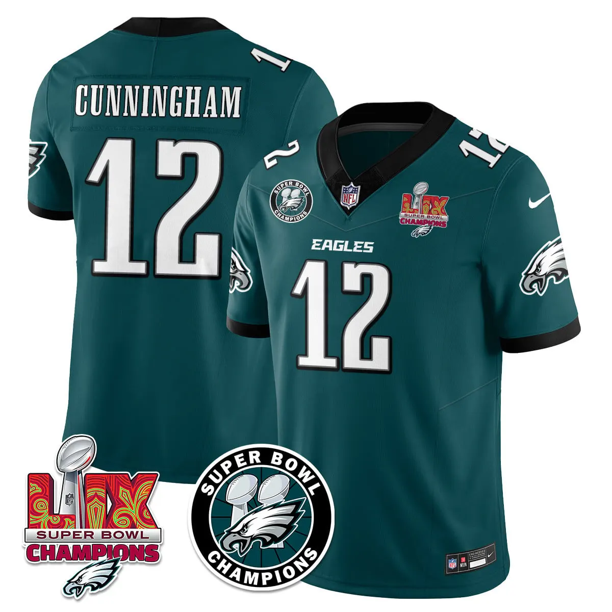 Philadelphia Eagles Nike Super Bowl LIX Champions Stitched Jersey - Kelly Green - Image 34