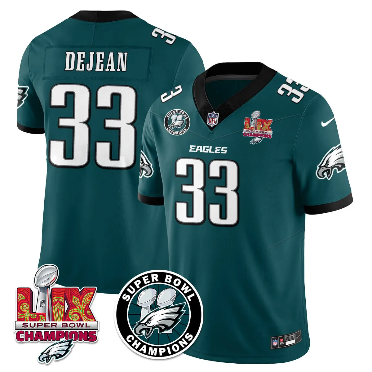 Philadelphia Eagles Nike Super Bowl LIX Champions Stitched Jersey - Kelly Green - Image 35