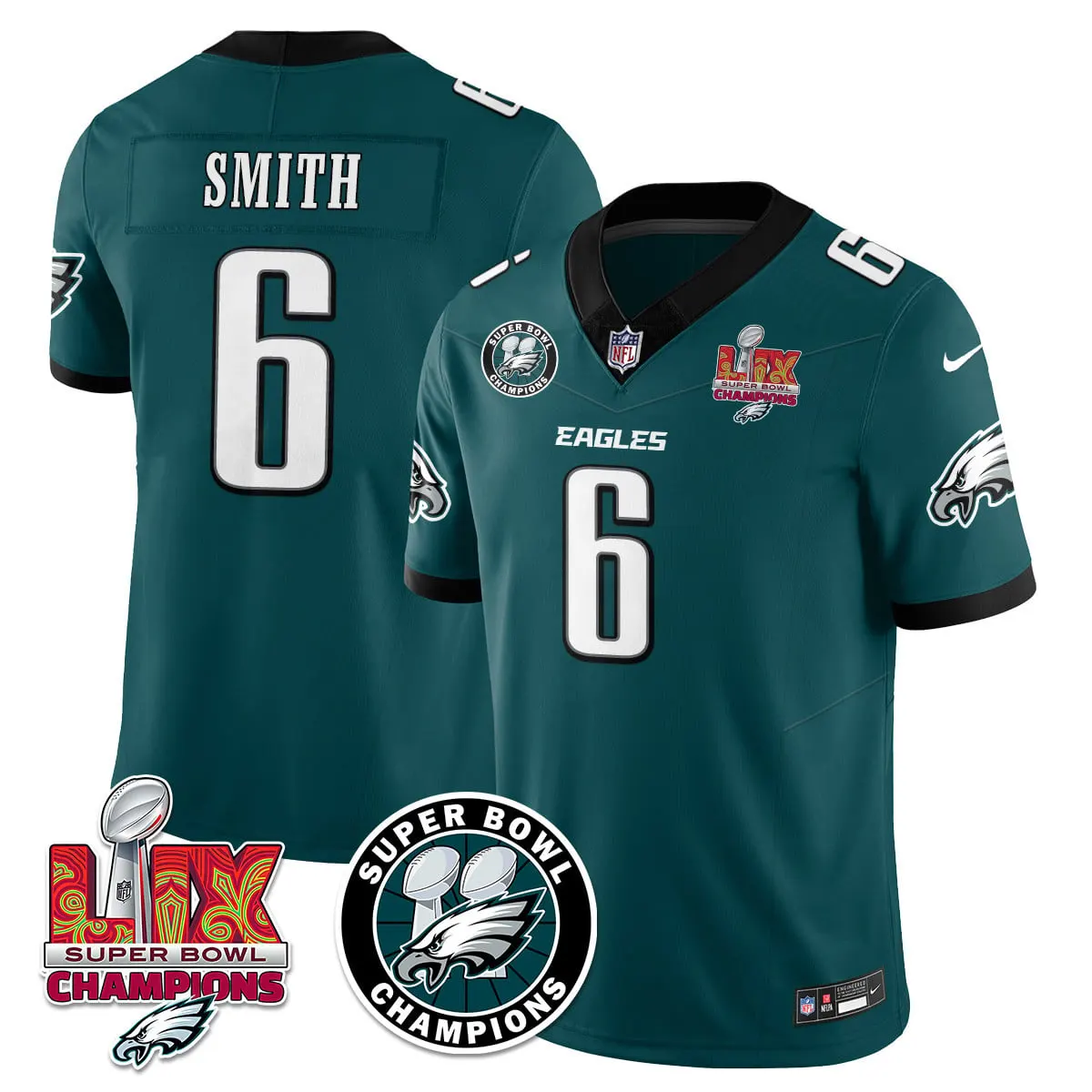 Philadelphia Eagles Nike Super Bowl LIX Champions Stitched Jersey - Kelly Green - Image 39