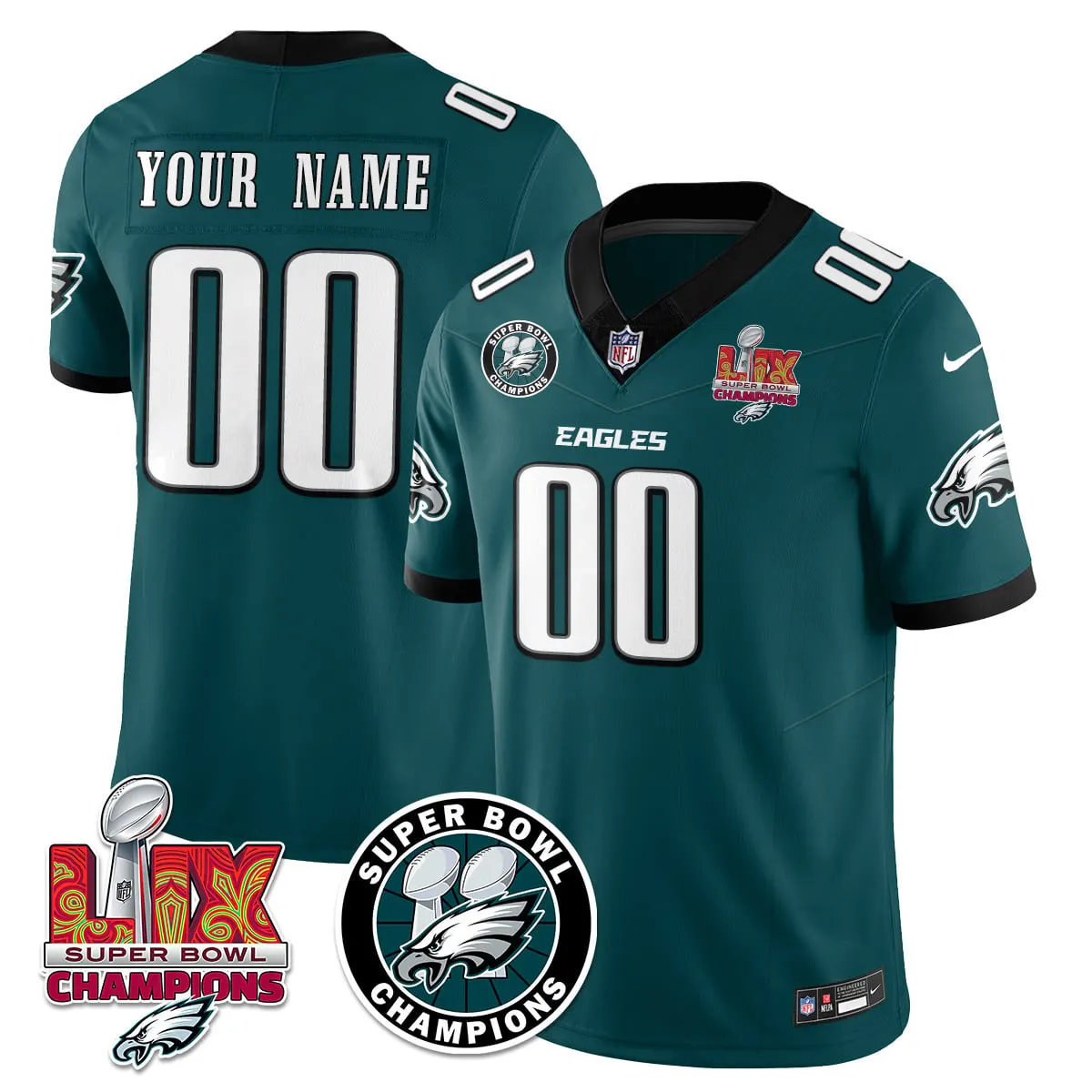 Philadelphia Eagles Nike Super Bowl LIX Champions Stitched Jersey - Kelly Green - Image 40