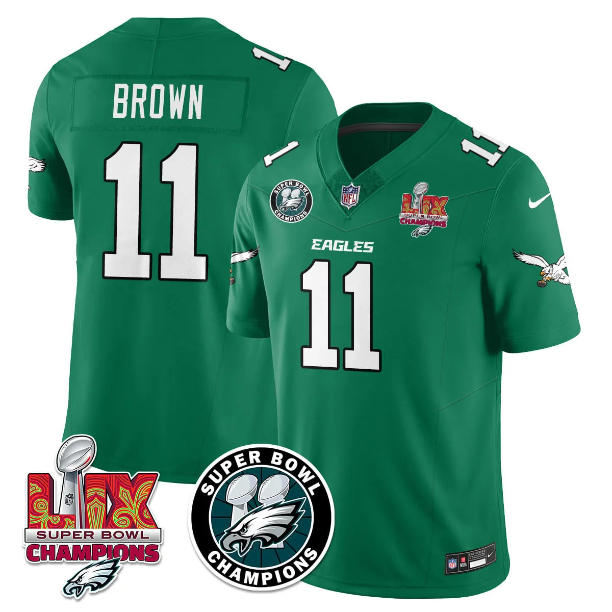 Philadelphia Eagles Nike Super Bowl LIX Champions Stitched Jersey - Kelly Green - Image 42