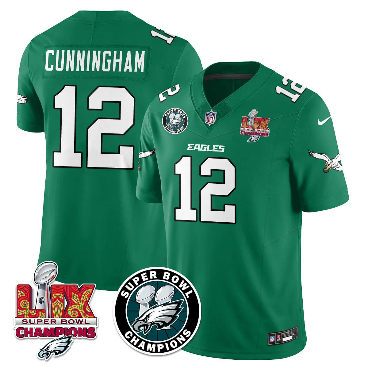 Philadelphia Eagles Nike Super Bowl LIX Champions Stitched Jersey - Kelly Green - Image 44