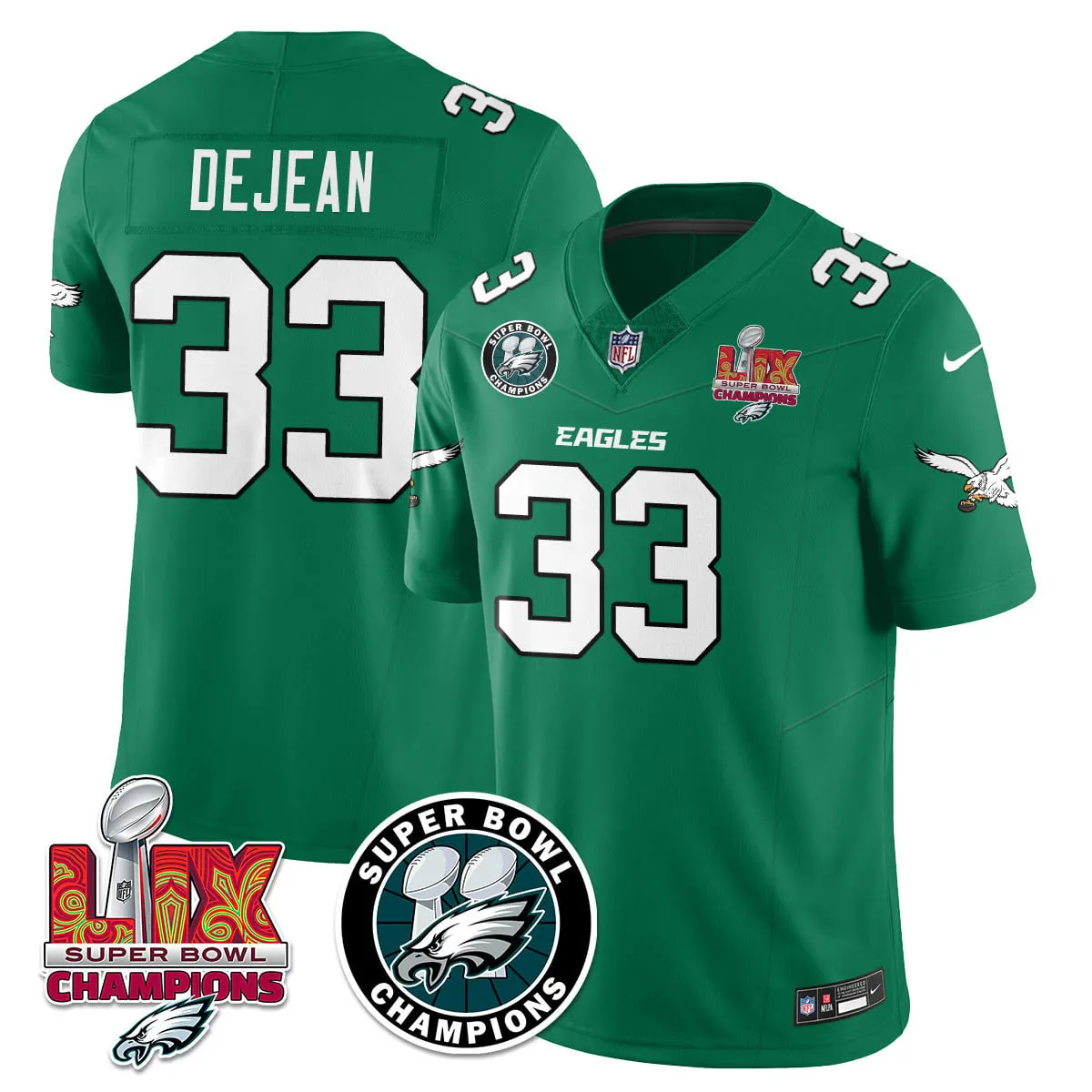 Philadelphia Eagles Nike Super Bowl LIX Champions Stitched Jersey - Kelly Green - Image 45