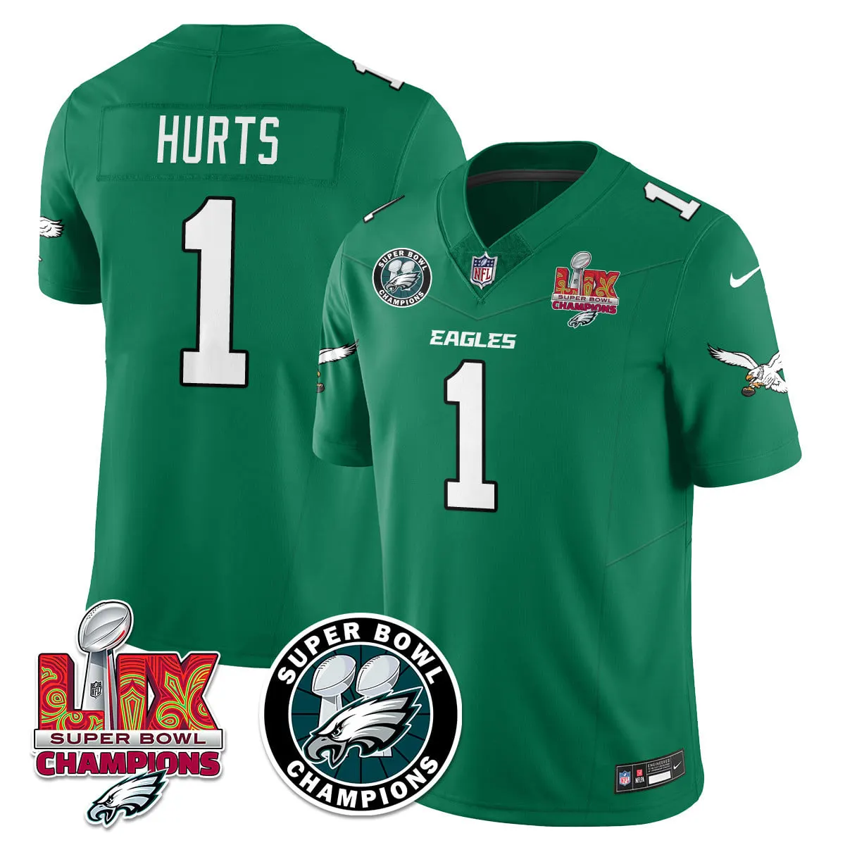 Philadelphia Eagles Nike Super Bowl LIX Champions Stitched Jersey - Kelly Green - Image 47