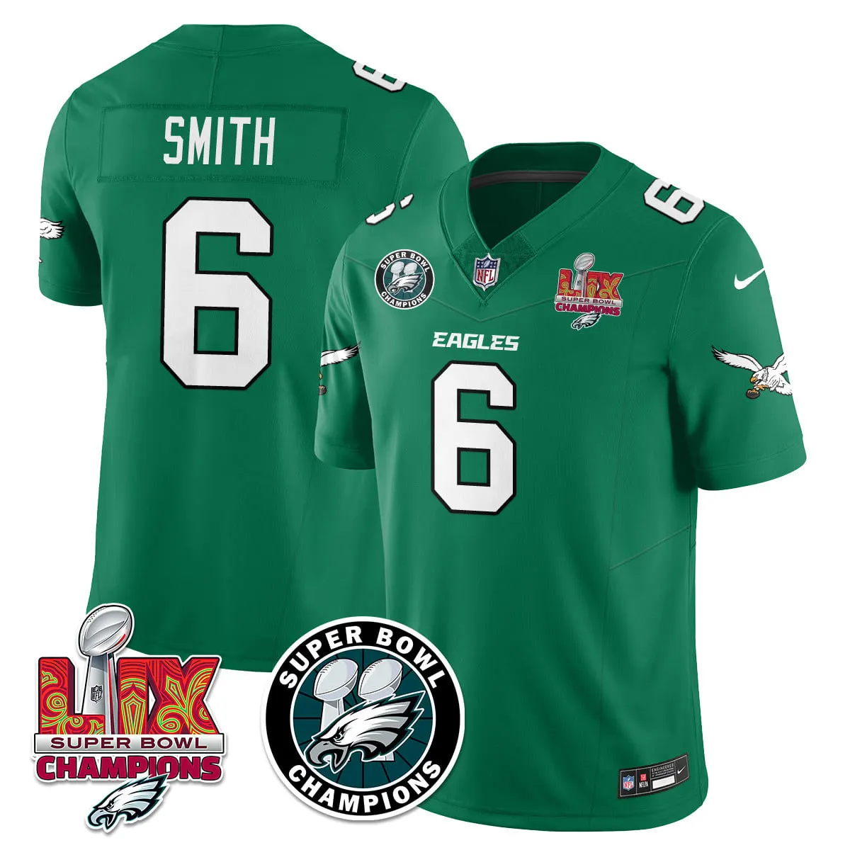 Philadelphia Eagles Nike Super Bowl LIX Champions Stitched Jersey - Kelly Green - Image 49