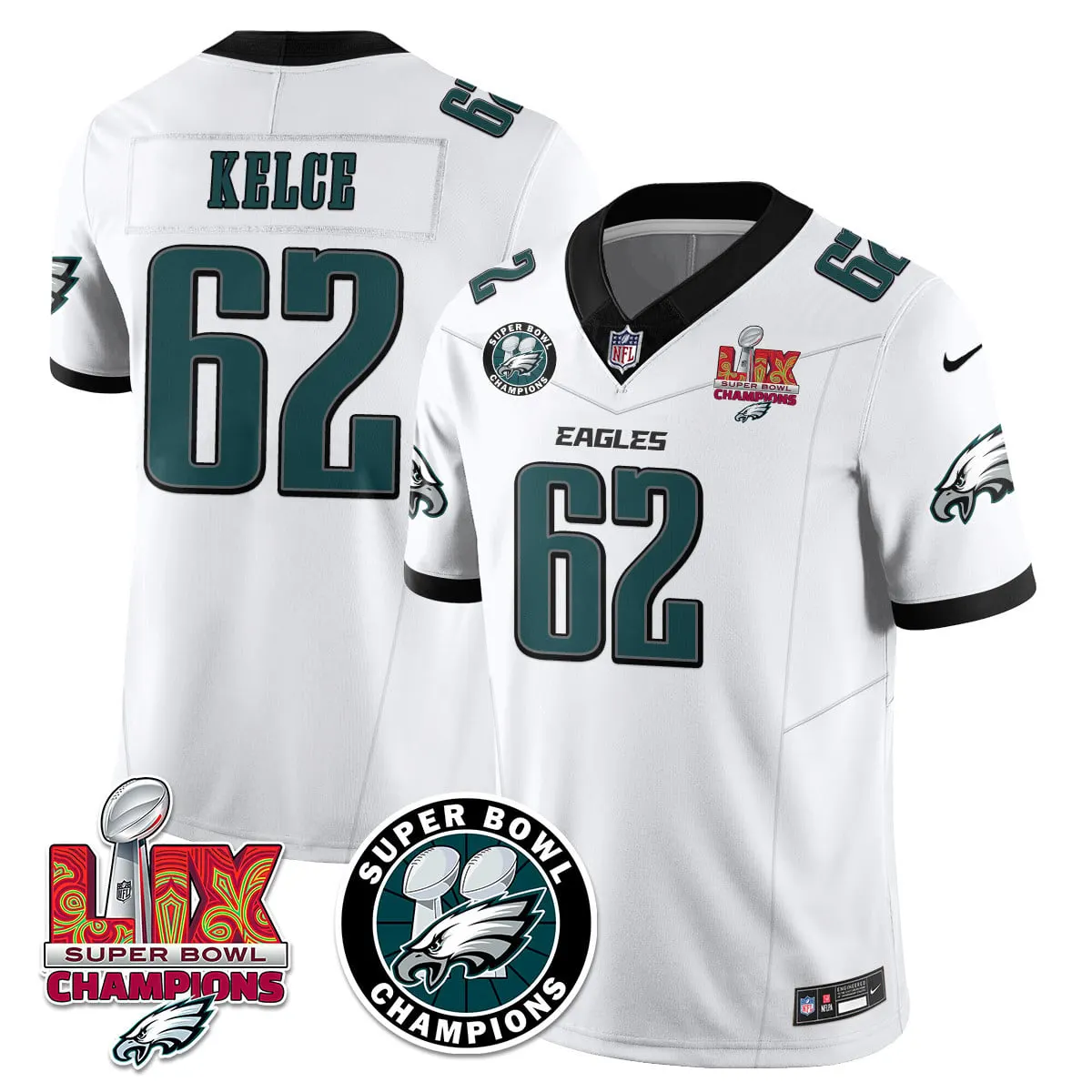 Philadelphia Eagles Nike Super Bowl LIX Champions Stitched Jersey - Kelly Green - Image 55