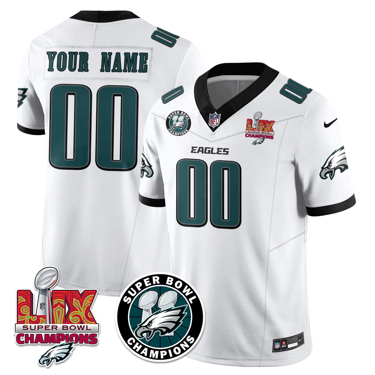 Philadelphia Eagles Nike Super Bowl LIX Champions Custom Stitched Jersey - Kelly Green - Image 6