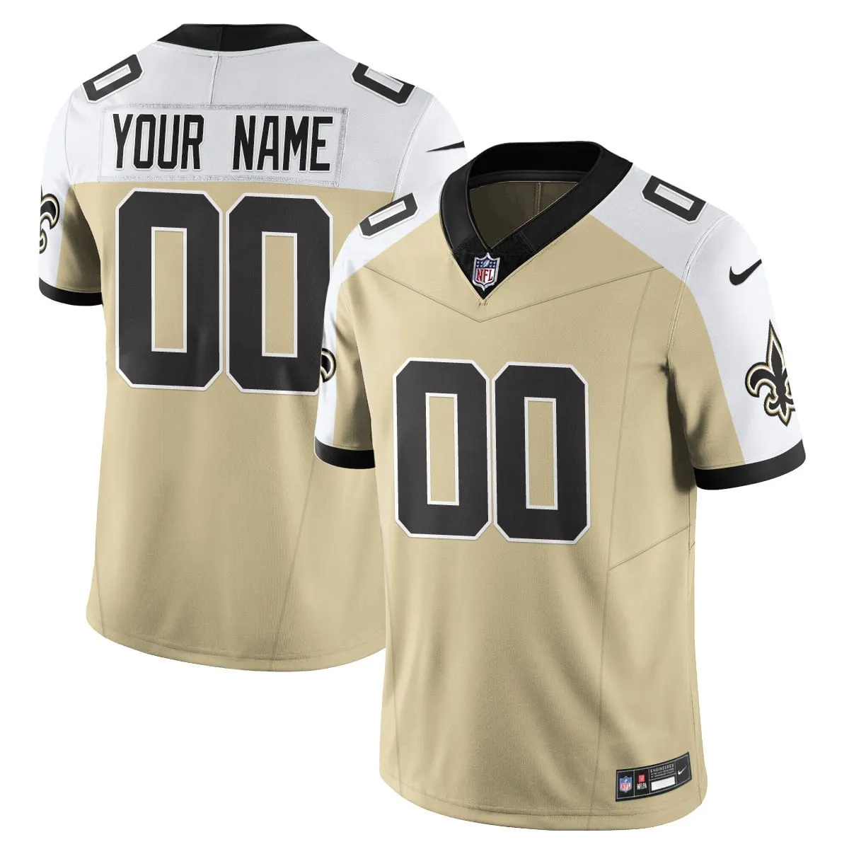 New Orleans Saints Nike Alternate Golds Vapor Custom Limited Stitched Jersey - Tan