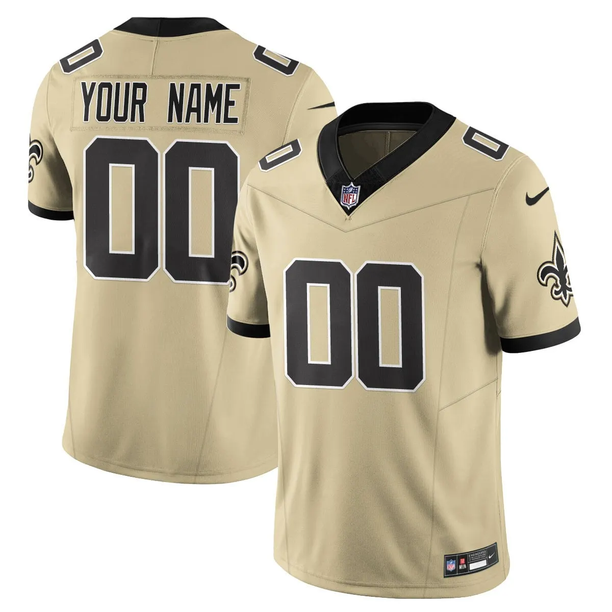 New Orleans Saints Nike Alternate Golds Vapor Custom Limited Stitched Jersey - Tan - Image 2