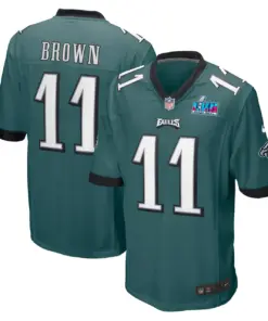Alternative view of A.J. Brown Philadelphia Eagles Nike Super Bowl LVII Patch Game Jersey - Midnight Green