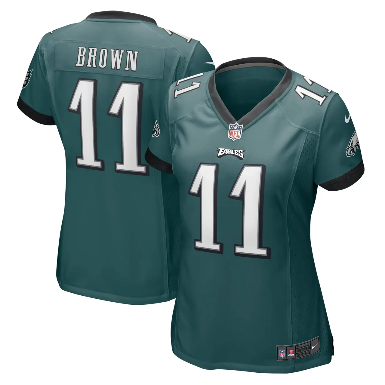 A.J. Brown Philadelphia Eagles Nike Women's Player Game Jersey - Midnight Green - Image 2