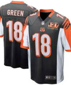 A.J. Green Cincinnati Bengals Nike 50th Anniversary Patch Game Jersey - Black