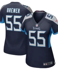 Alternative view of Aaron Brewer Tennessee Titans Nike Women's Game Player Jersey - Navy
