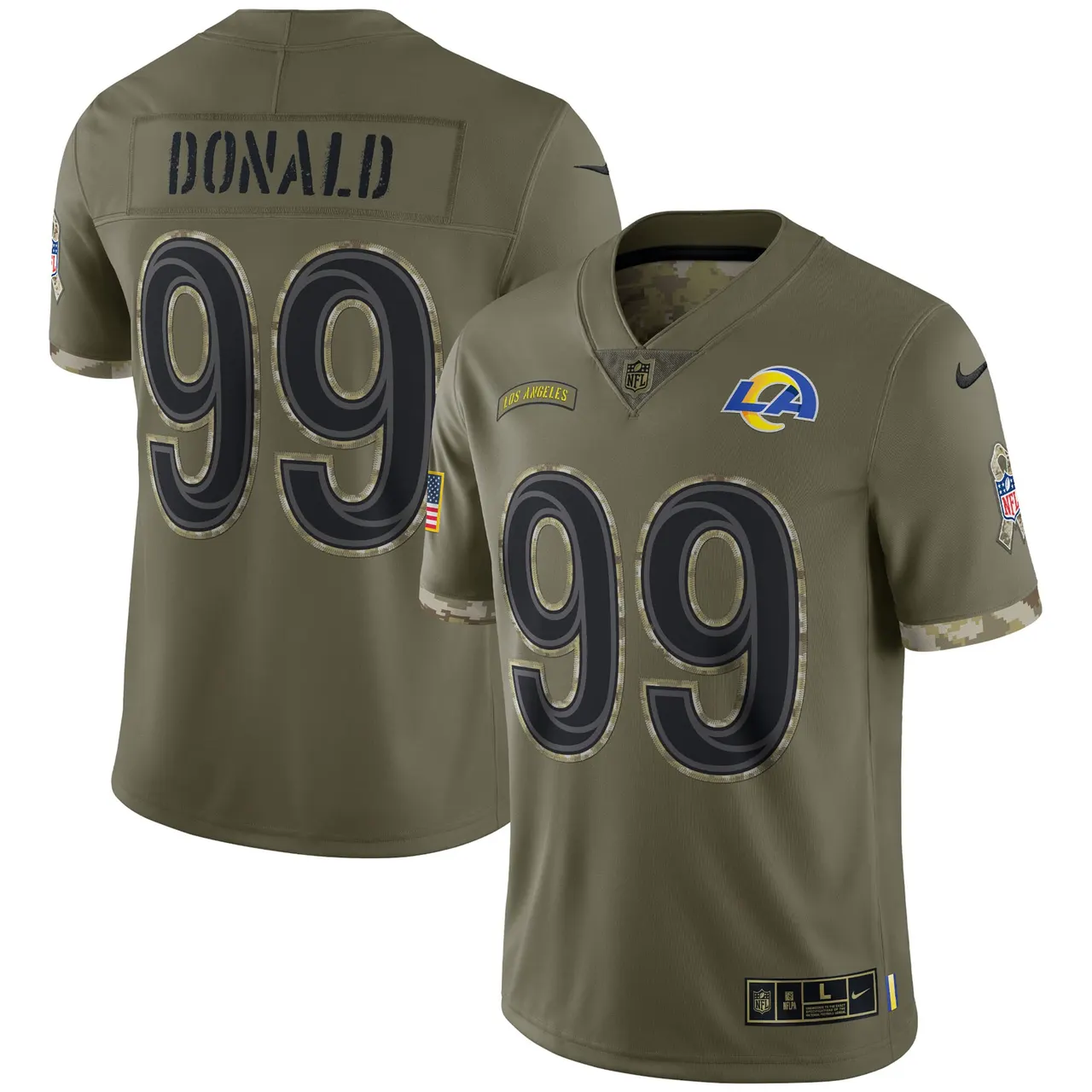 Aaron Donald Los Angeles Rams Nike 2022 Salute to Service Limited Jersey - Olive - Image 2
