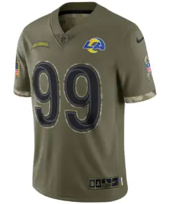 Aaron Donald Los Angeles Rams Nike 2022 Salute to Service Limited Jersey - Olive - Image 3