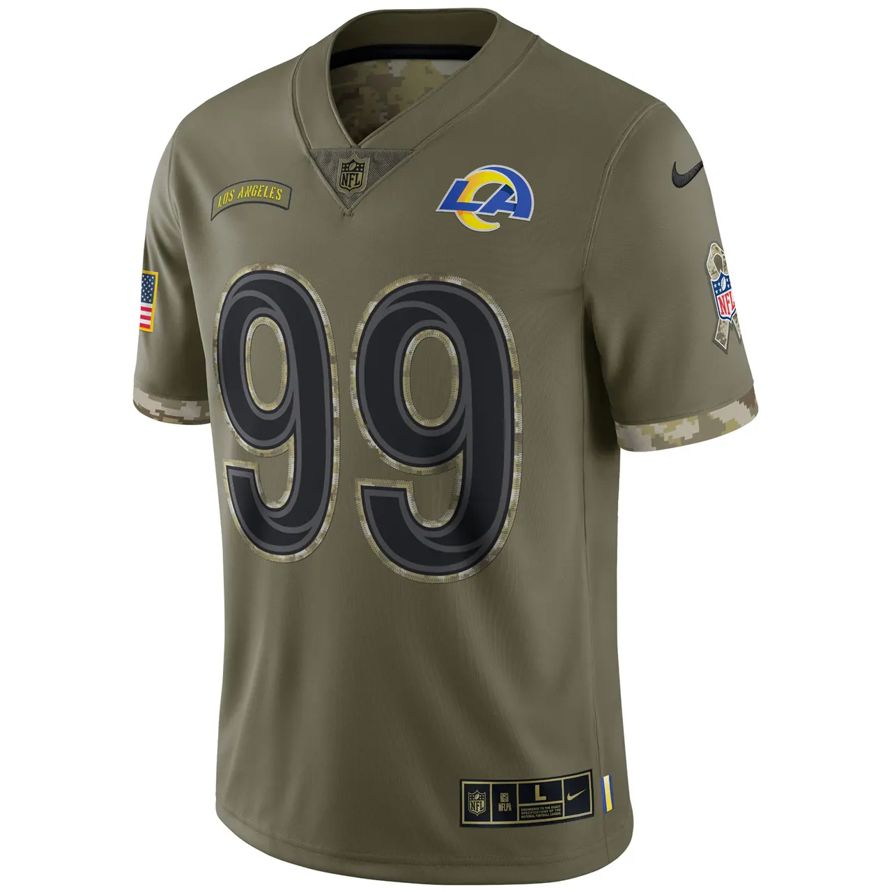Aaron Donald Los Angeles Rams Nike 2022 Salute to Service Limited Jersey - Olive - Image 3