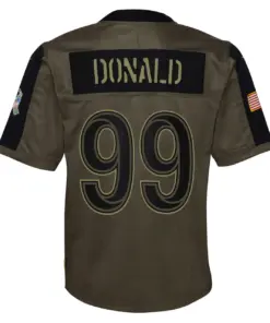 Aaron Donald Los Angeles Rams Nike Youth 2021 Salute to Service Game Jersey - Olive - Image 4