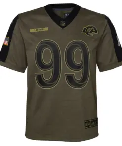 Aaron Donald Los Angeles Rams Nike Youth 2021 Salute to Service Game Jersey - Olive - Image 3