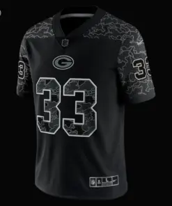 Aaron Jones Green Bay Packers Nike RFLCTV Limited Jersey - Black - Image 5