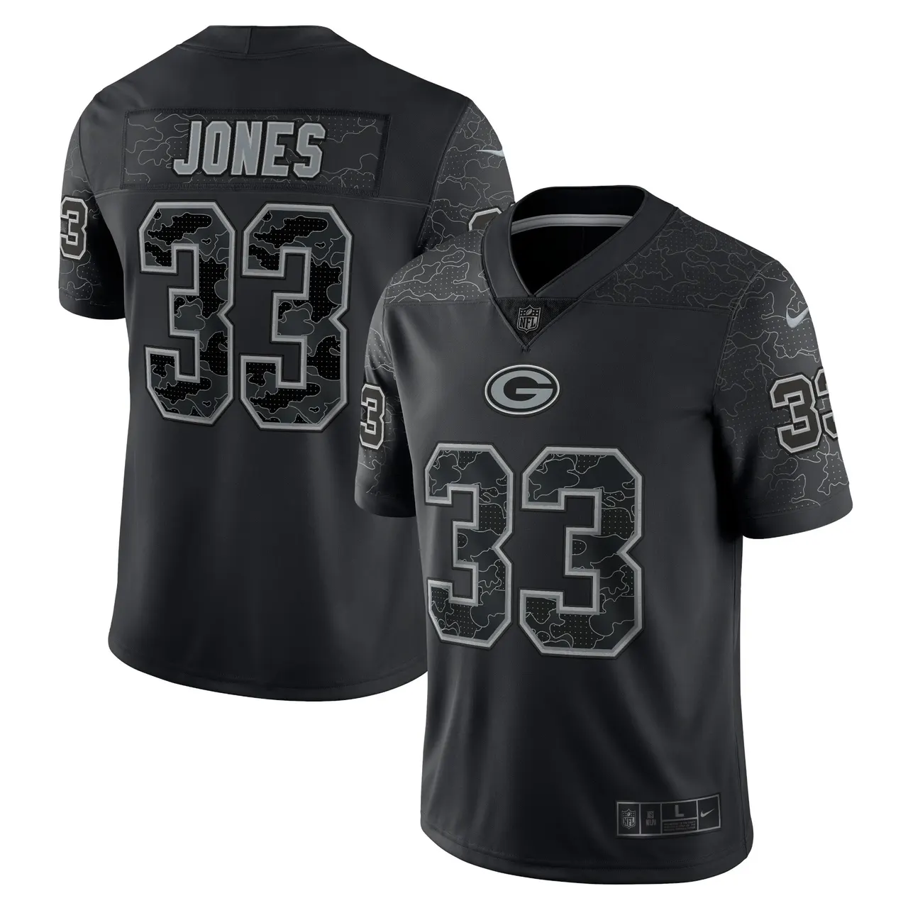 Aaron Jones Green Bay Packers Nike RFLCTV Limited Jersey - Black