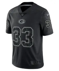 Aaron Jones Green Bay Packers Nike RFLCTV Limited Jersey - Black - Image 4