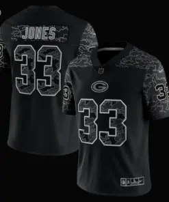 Aaron Jones Green Bay Packers Nike RFLCTV Limited Jersey - Black - Image 3