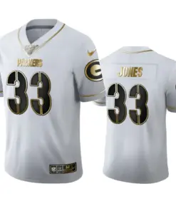 Aaron Jones Green Bay Packers Nike 100th Season Golden Edition Jersey - White