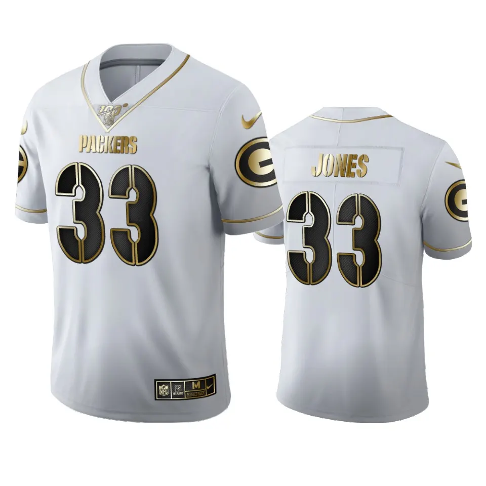 Aaron Jones Green Bay Packers Nike 100th Season Golden Edition Jersey - White