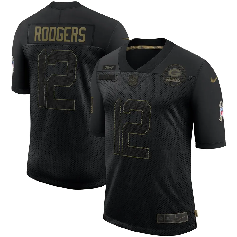 Aaron Rodgers Green Bay Packers Nike 2020 Salute to Service Limited Jersey - Black