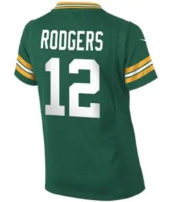 Aaron Rodgers Green Bay Packers Nike Girls Youth Game Jersey - Kelly Green - Image 3