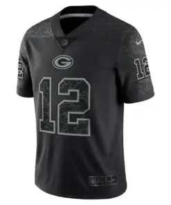 Aaron Rodgers Green Bay Packers Nike RFLCTV Limited Jersey - Black - Image 4