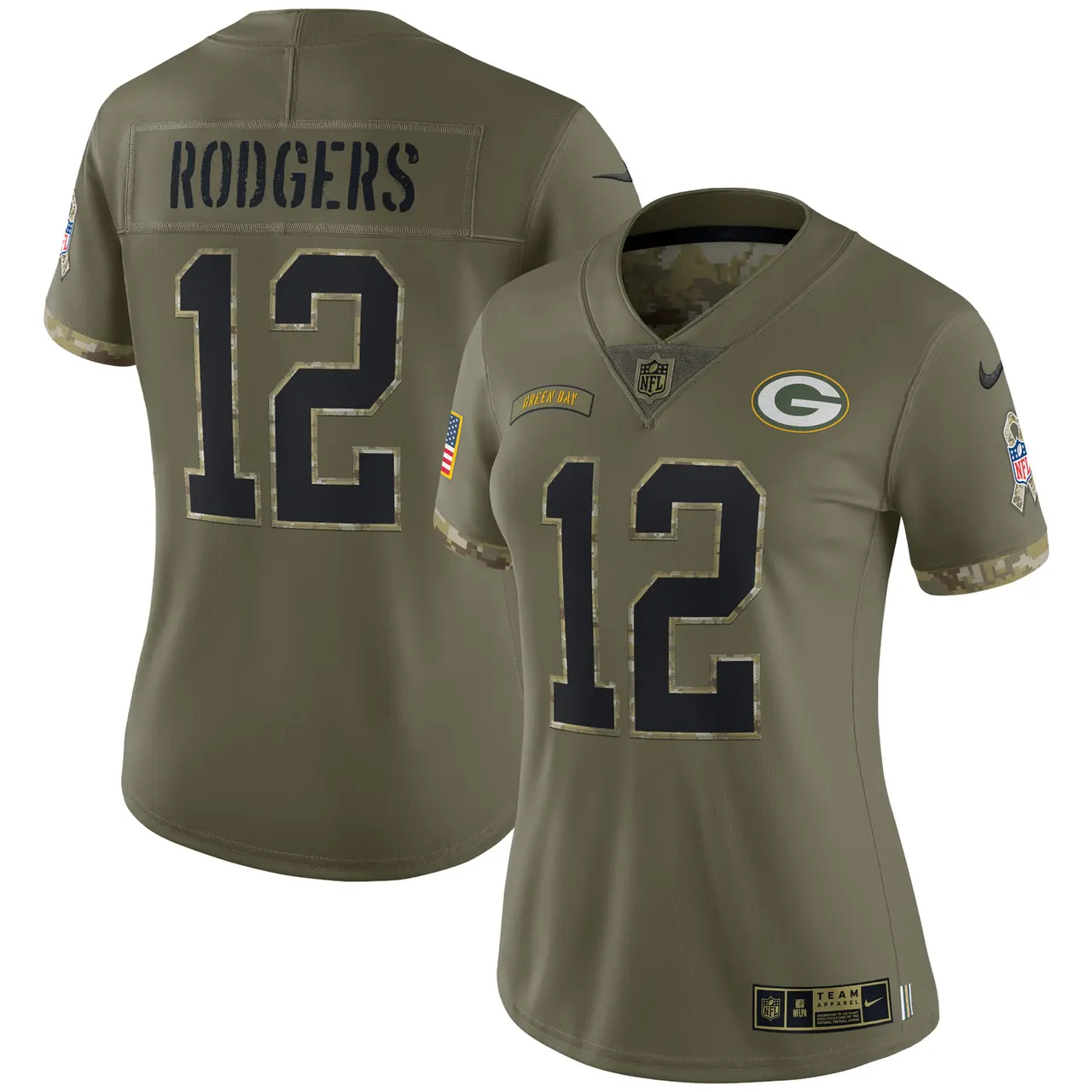 Aaron Rodgers Green Bay Packers Nike Women's 2022 Salute to Service Limited Jersey - Olive