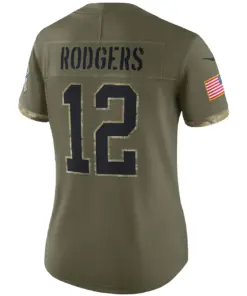 Aaron Rodgers Green Bay Packers Nike Women's 2022 Salute to Service Limited Jersey - Olive - Image 4