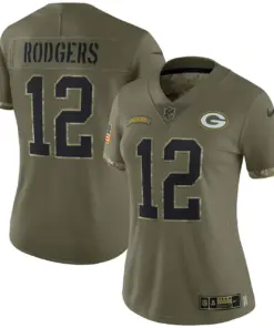 Aaron Rodgers Green Bay Packers Nike Women's 2022 Salute to Service Limited Jersey - Olive - Image 2